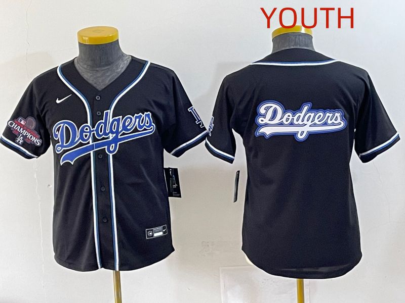 Youth 2025 Los Angeles Dodgers Blank Black Three generations Fashion Nike MLB Jersey style 18->youth mlb jersey->Youth Jersey